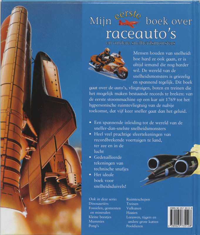 Achterkant van Mijn eerste boek over raceauto's