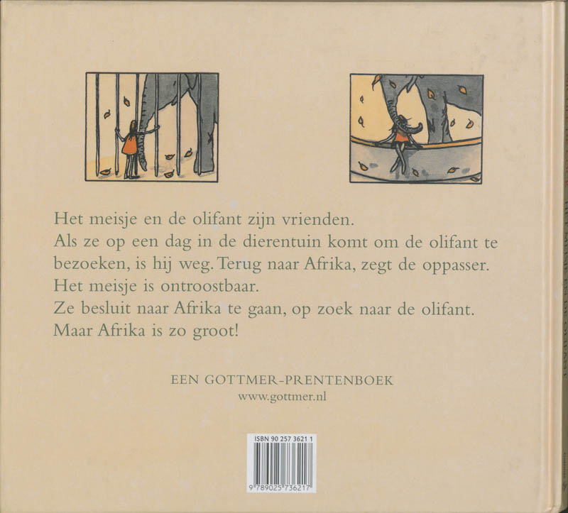 Achterkant van Het meisje en de olifant
