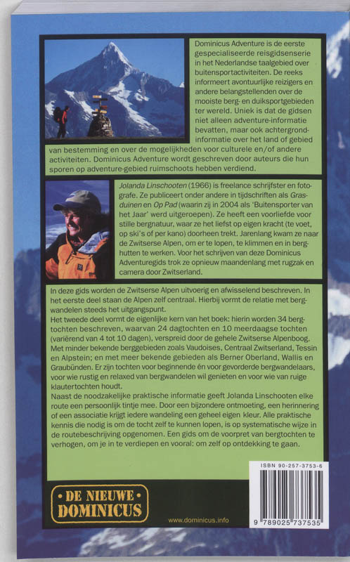 Achterkant van Bergtochten in de Zwitserse Alpen