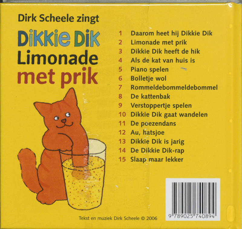 Achterkant van Dikkie Dik Limonade met prik