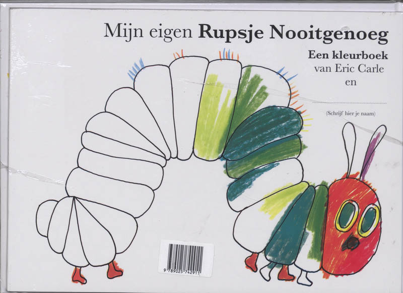 Achterkant van Rupsje Nooigenoeg prentenboek en kleurboek