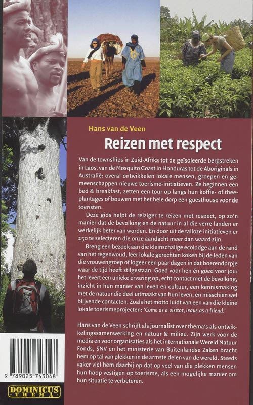 Achterkant van Reizen met respect