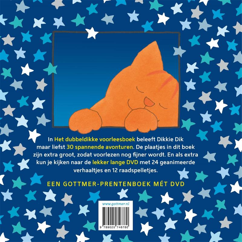 Achterkant van Het dubbeldikke voorleesboek van Dikkie Dik