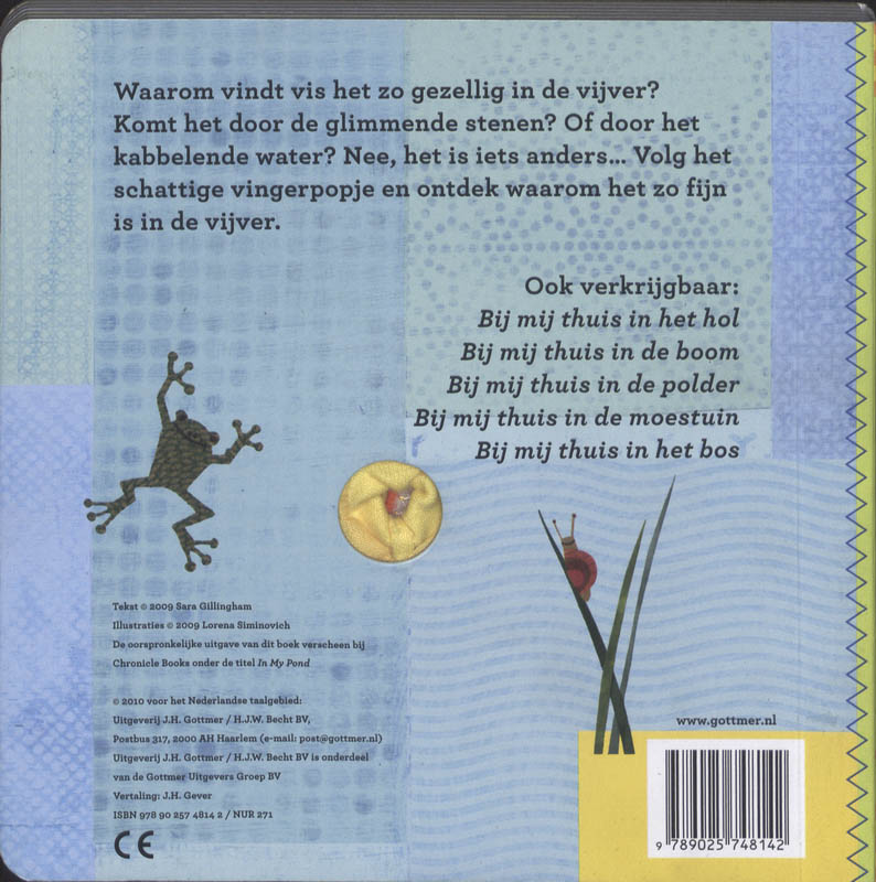 Achterkant van Bij mij thuis in de vijver