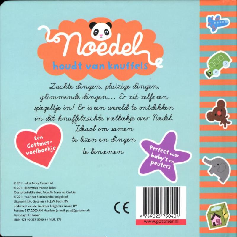 Achterkant van Noedel houdt van knuffels