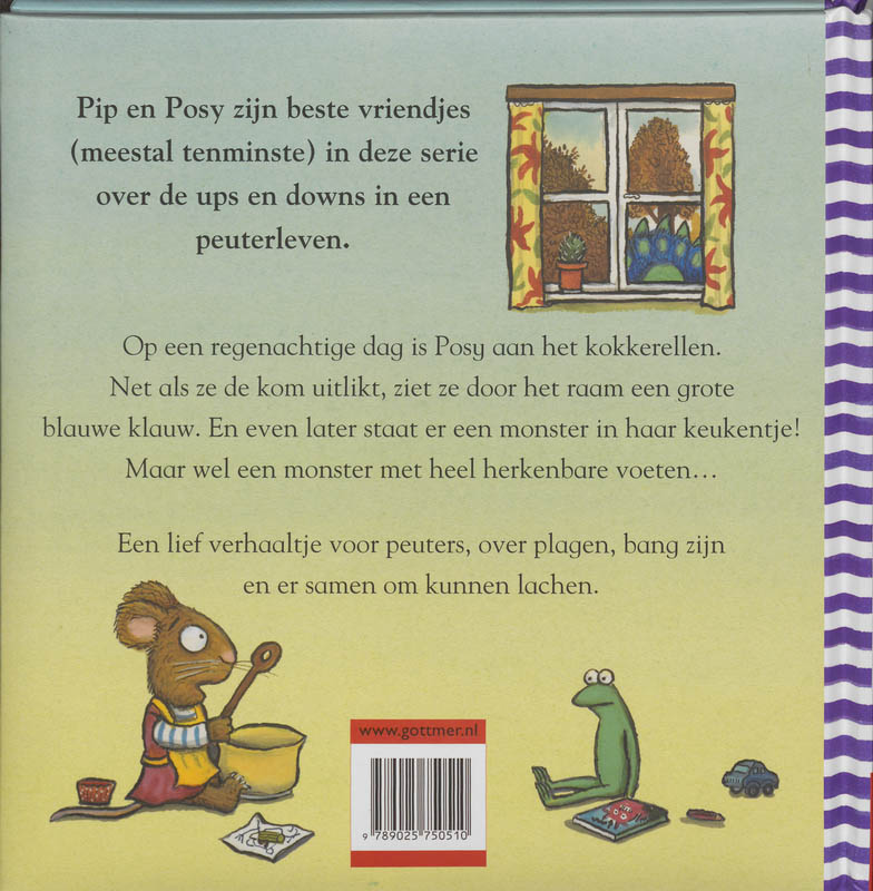 Achterkant van Pip en Posy en het enge monster