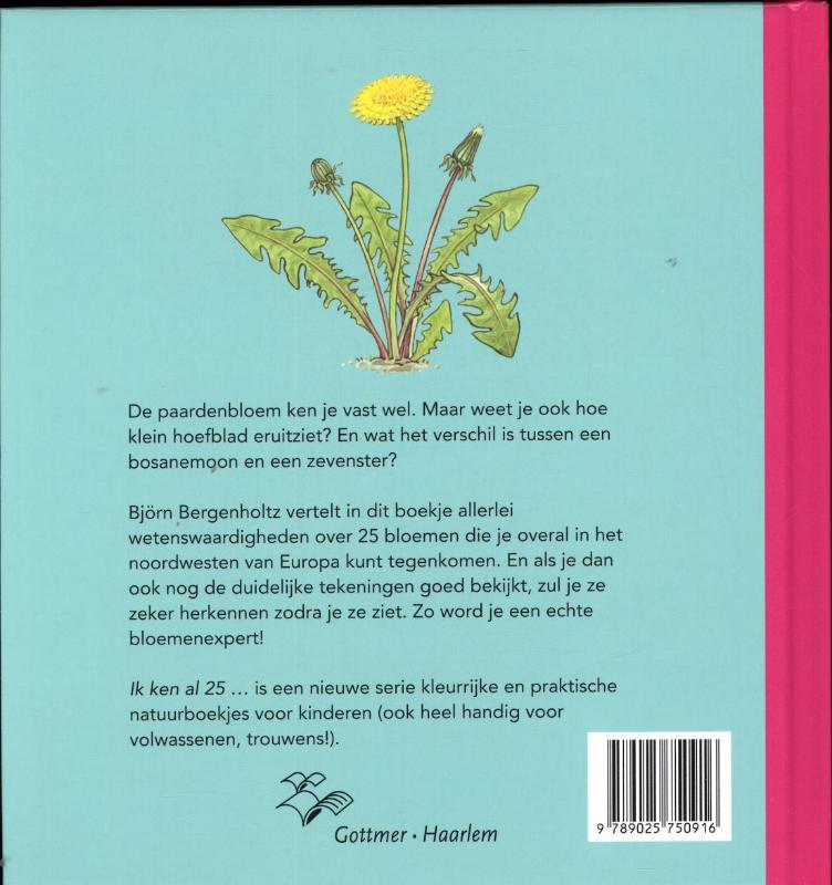 Achterkant van Ik ken al 25 bloemen