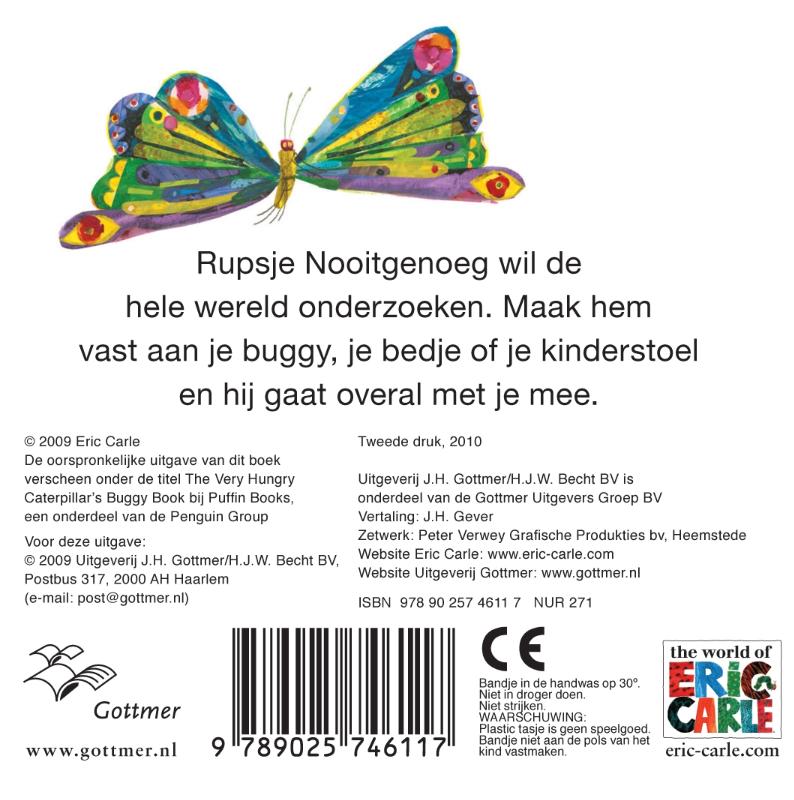 Achterkant van Rupsje Nooitgenoeg buggyboekje