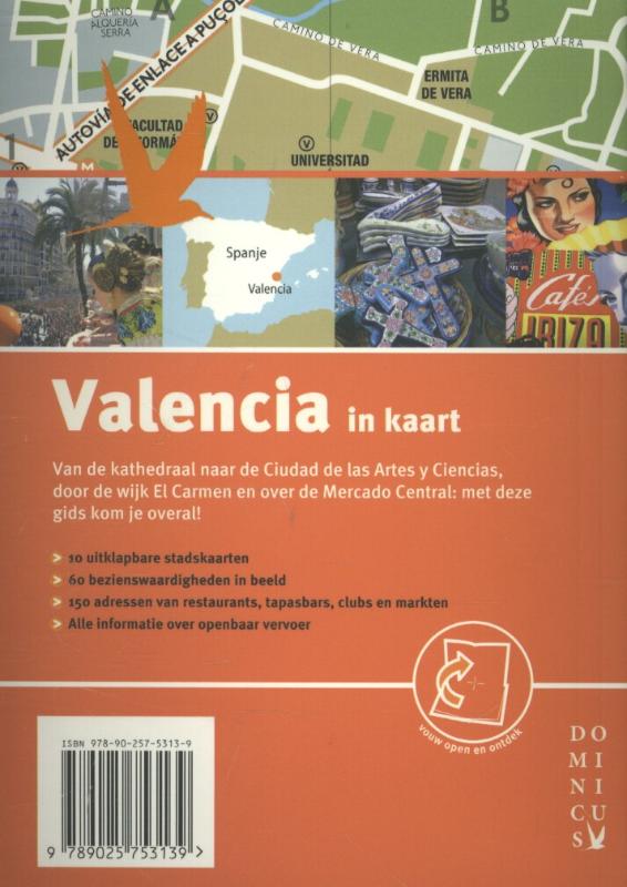 Achterkant van Valencia in kaart