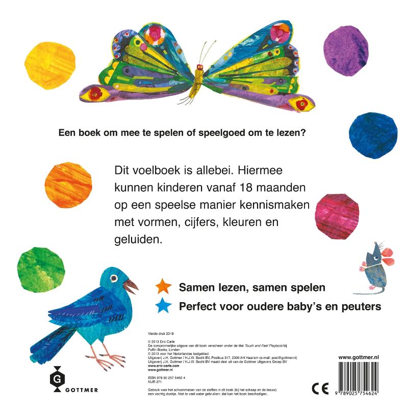 Achterkant van Rupsje Nooitgenoeg voelboek