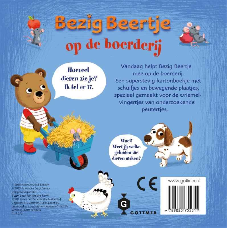 Achterkant van Bezig beertje op de boerderij
