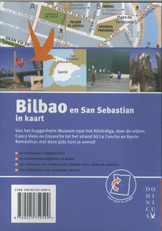 Achterkant van Bilbao en San Sebastian in kaart