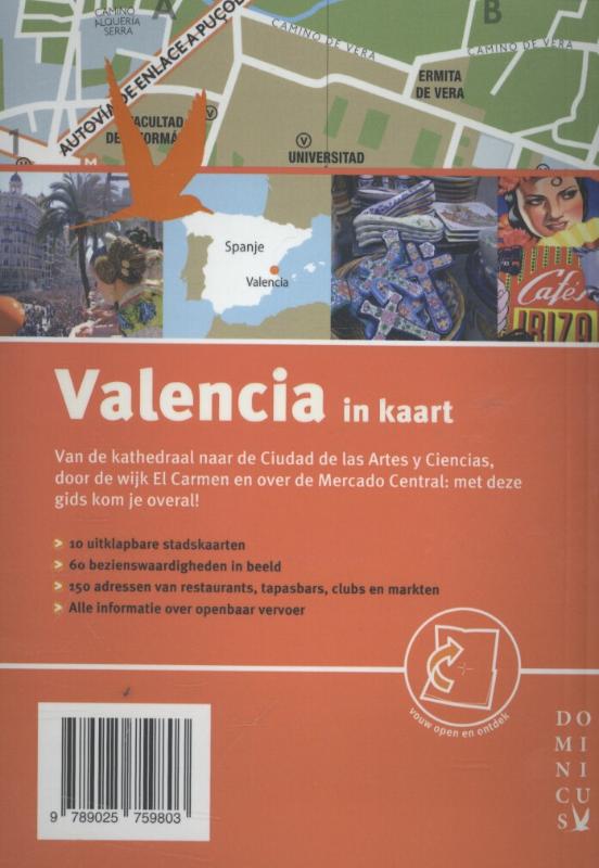 Achterkant van Valencia in kaart