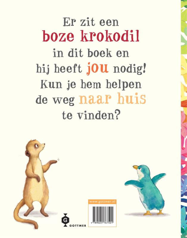 Achterkant van Pas op, een krokodil!