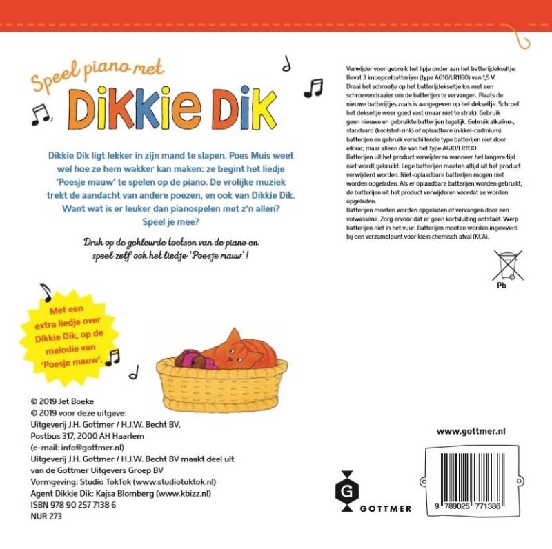 Achterkant van Speel piano met Dikkie Dik