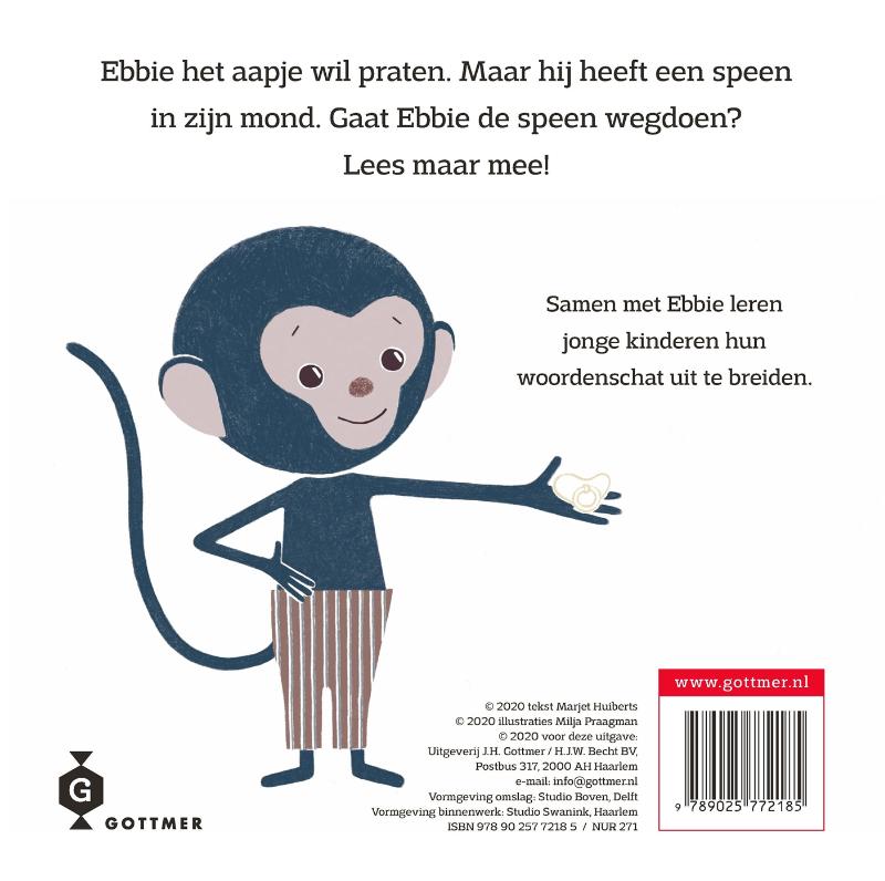 Achterkant van Ebbie zonder speen