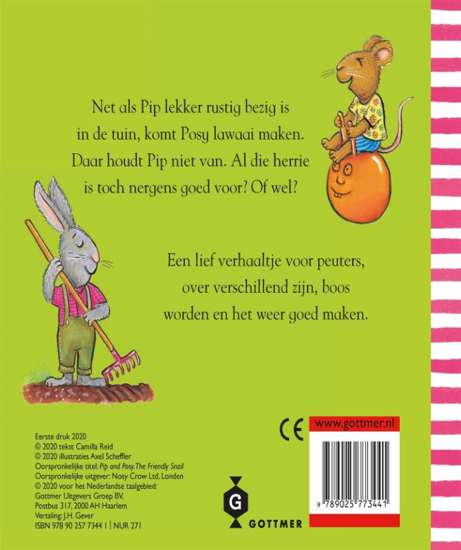 Achterkant van Pip en Posy in de tuin
