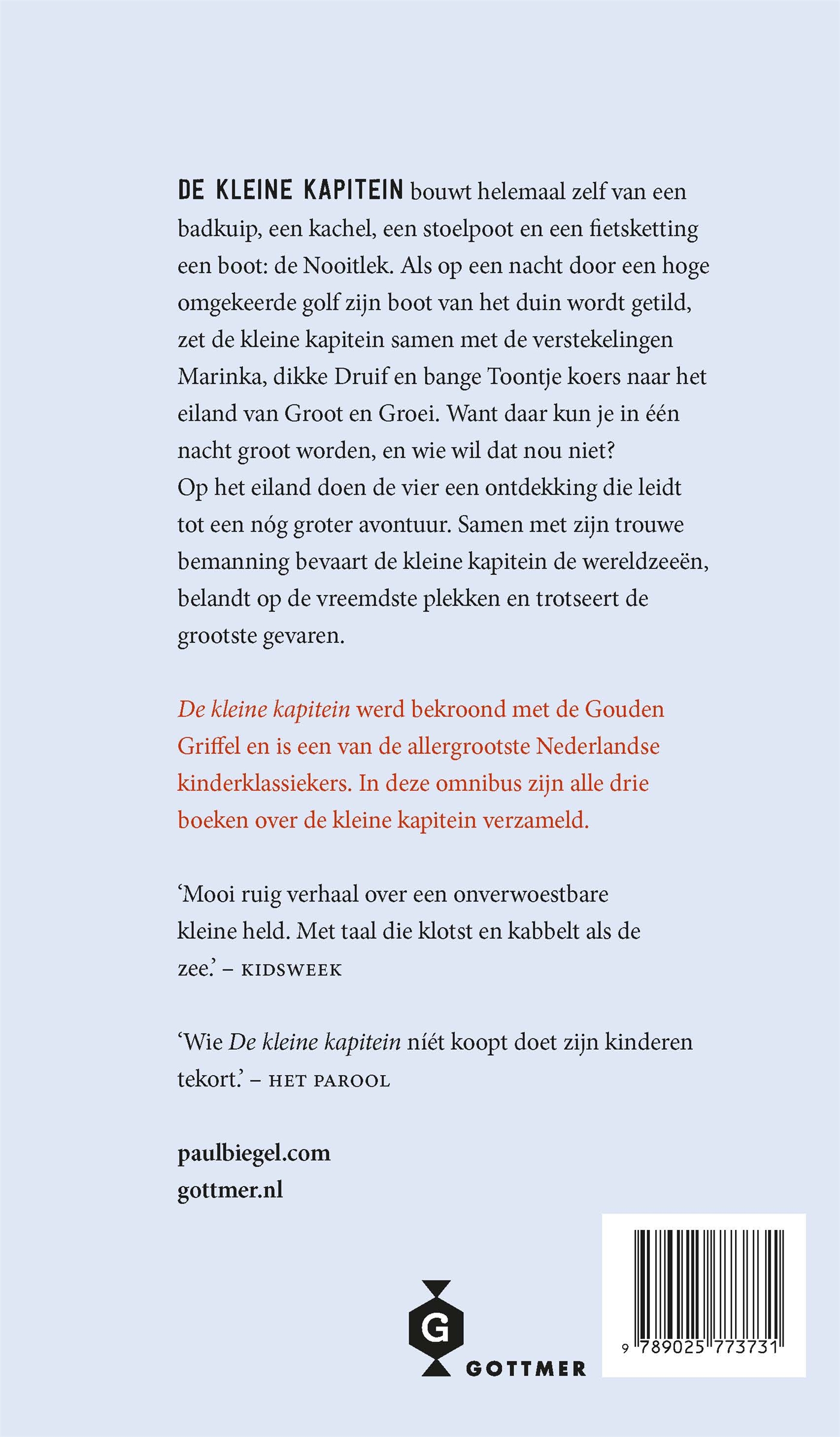 Achterkant van De kleine kapitein