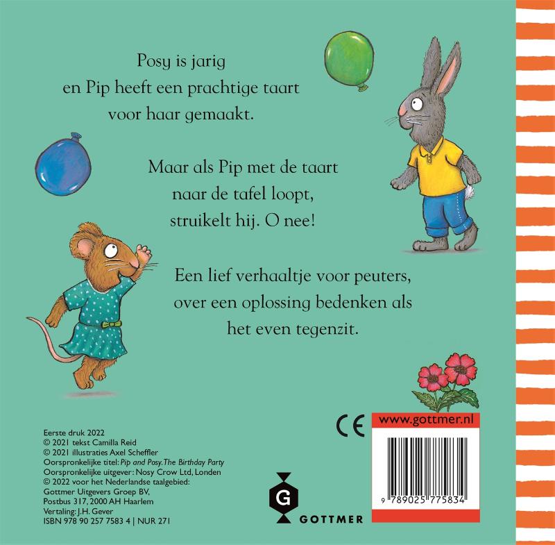 Achterkant van Pip en Posy en het verjaardagsfeestje
