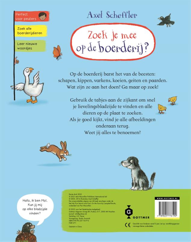 Achterkant van Zoek je mee op de boerderij?