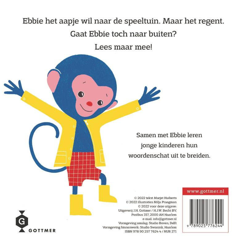 Achterkant van Ebbie onder de paraplu