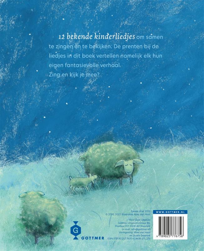 Achterkant van Daar buiten loopt een schaap
