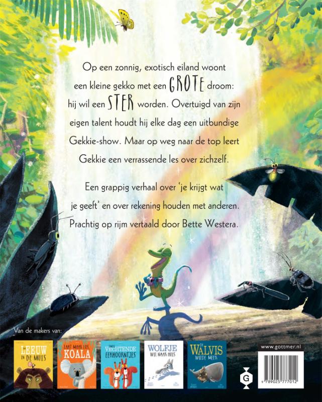 Achterkant van Gekkie de gekko