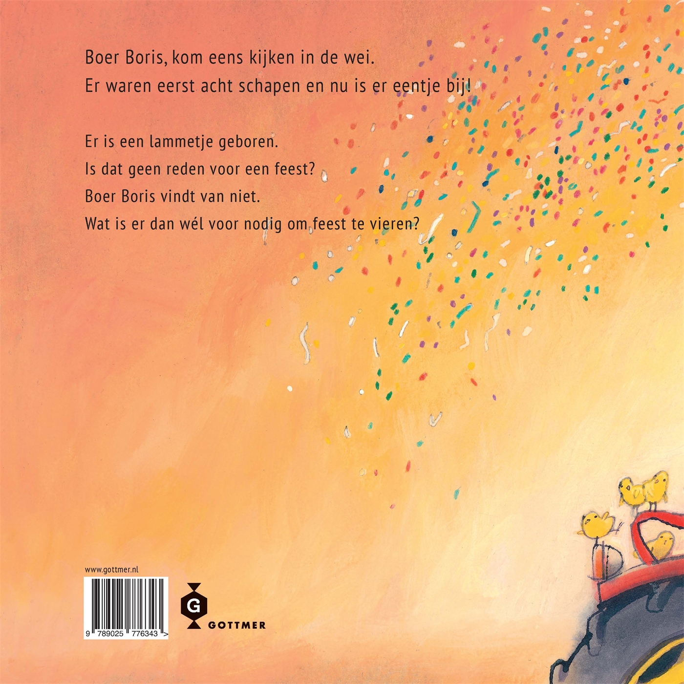 Achterkant van Boer Boris, wij willen feest!