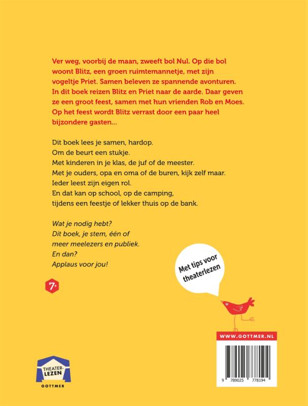Achterkant van Blitz! Een groot ruimtefeest