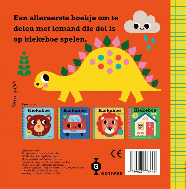 Achterkant van Kiekeboe dinosaurus