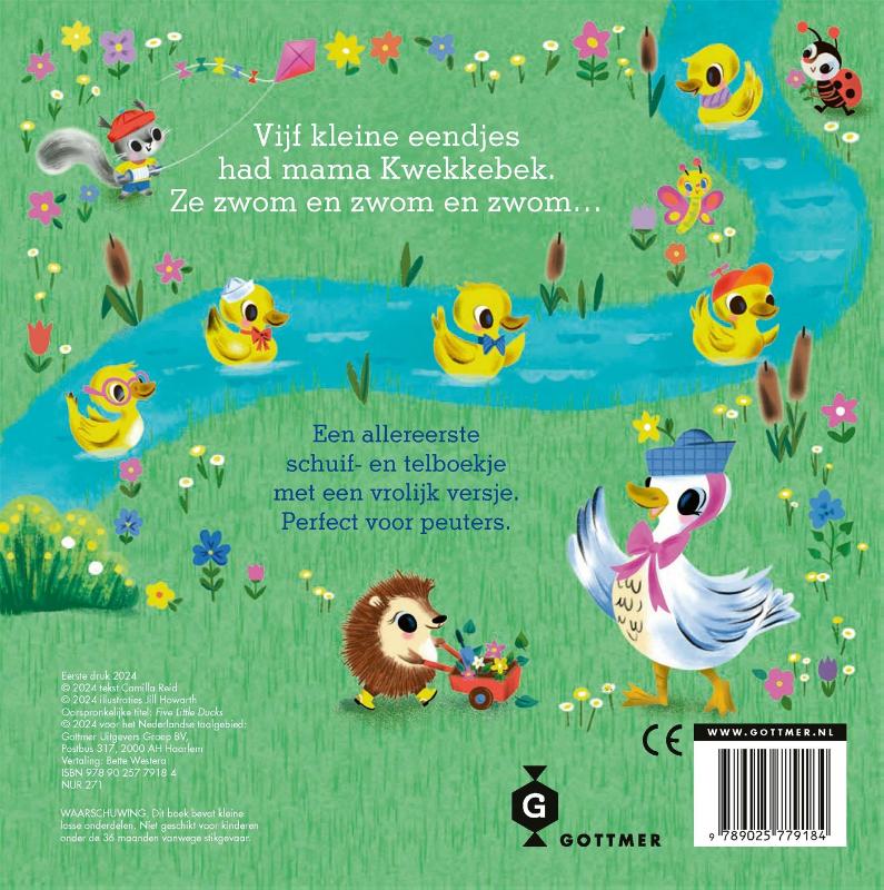 Achterkant van Vijf kleine eendjes