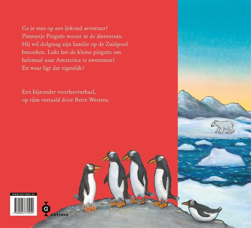 Achterkant van Pimmetje Pinguïn