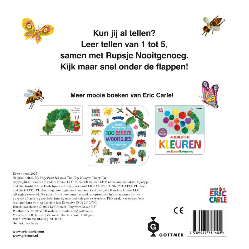 Achterkant van Allereerste cijfers met Rupsje Nooitgenoeg