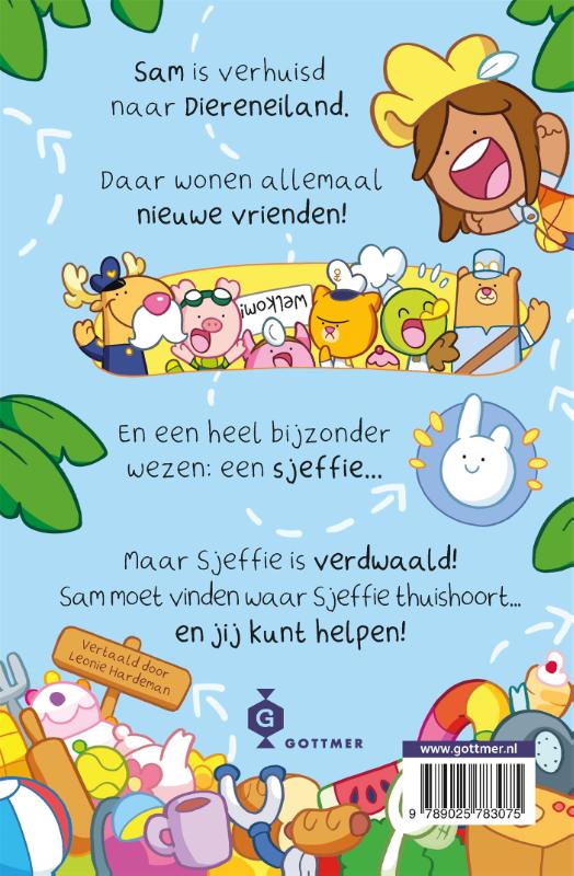 Achterkant van Welkom op Diereneiland!