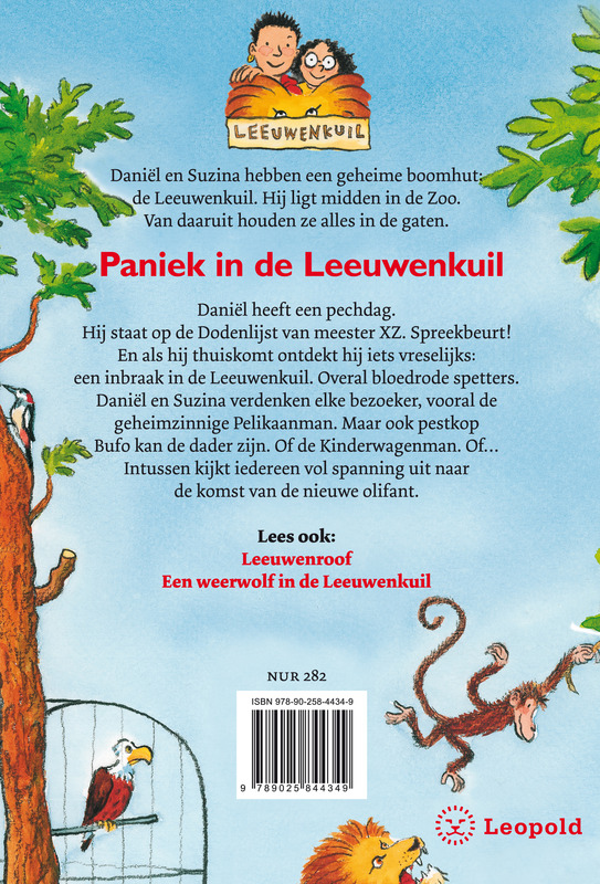 Achterkant van Paniek in de Leeuwenkuil