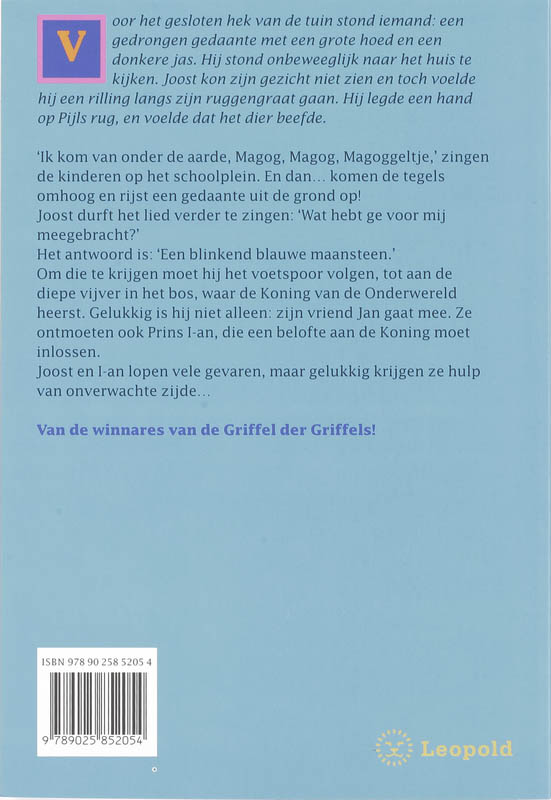Achterkant van De blauwe maansteen