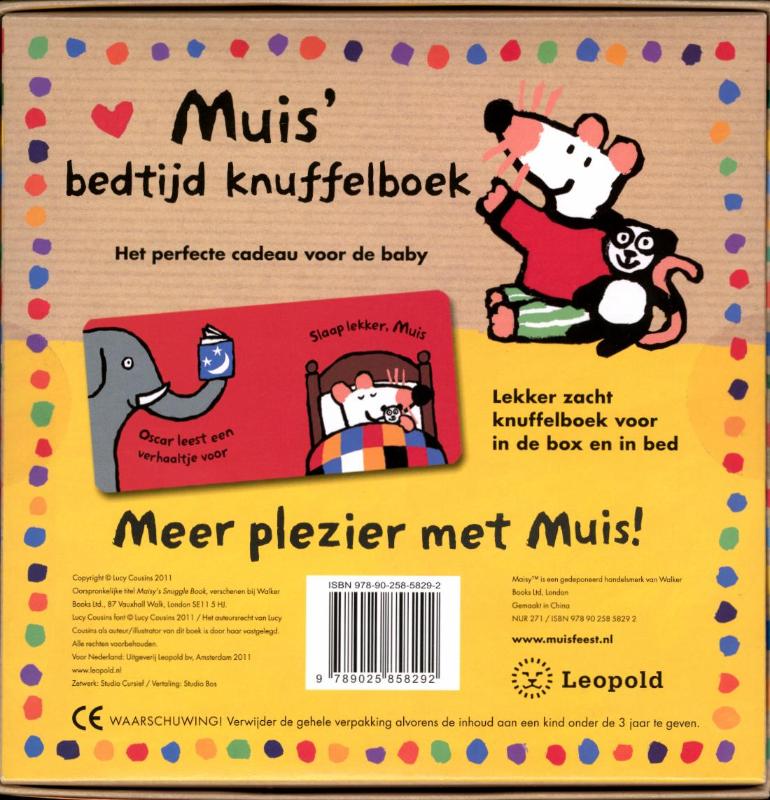 Achterkant van Muis' bedtijd knuffelboek