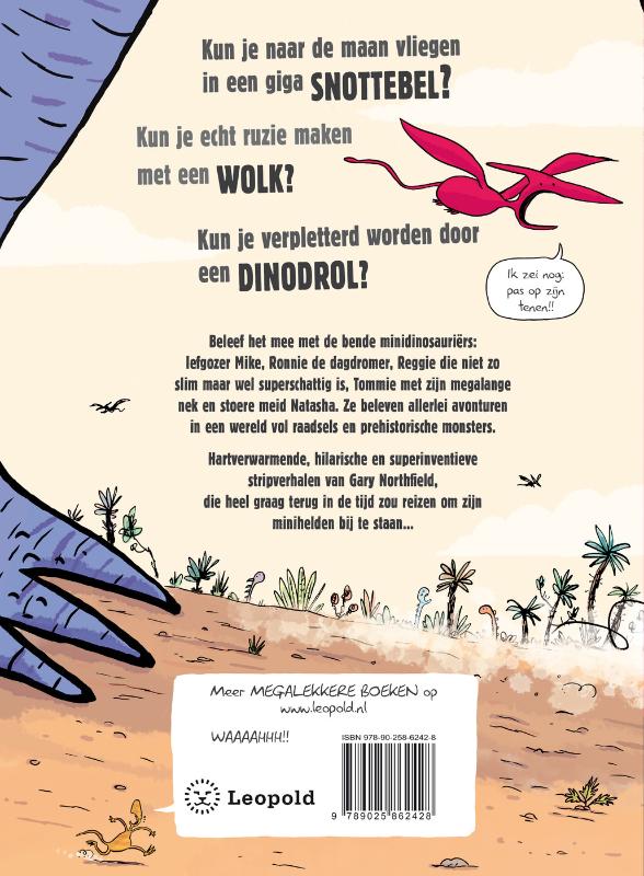 Achterkant van Verschrikkelijke verhalen van de minidino's!
