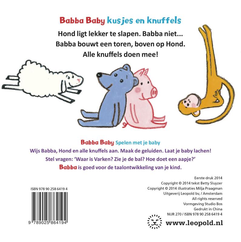 Achterkant van Babba baby kusjes en knuffels