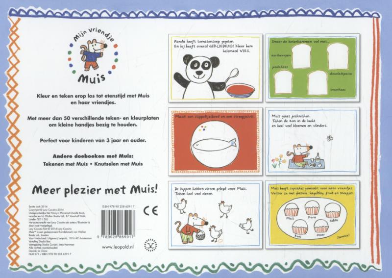 Achterkant van Muis placemat kleurboek
