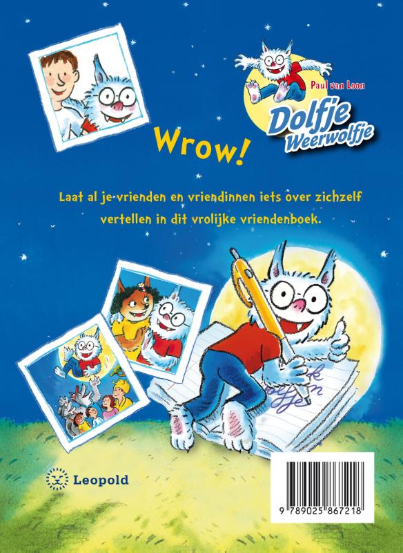 Achterkant van Dolfje Weerwolfje vriendenboek