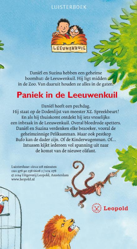 Achterkant van Paniek in de Leeuwenkuil