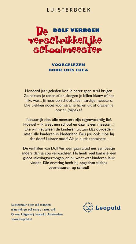 Achterkant van De verschrikkelijke schoolmeester