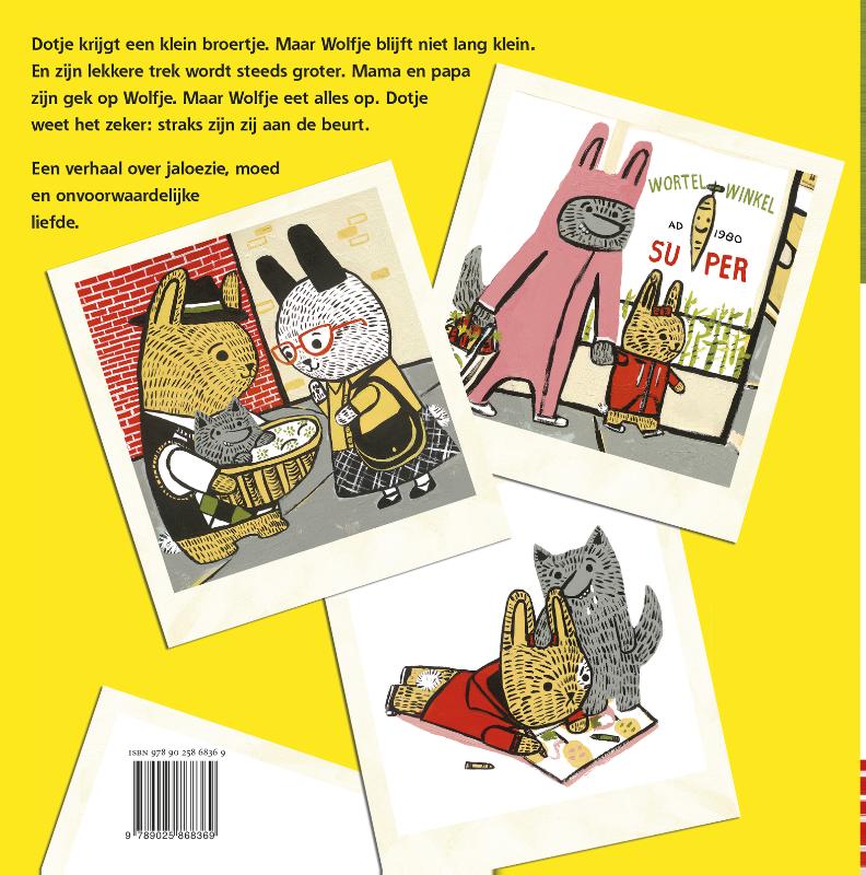 Achterkant van Wolfje het Konijn
