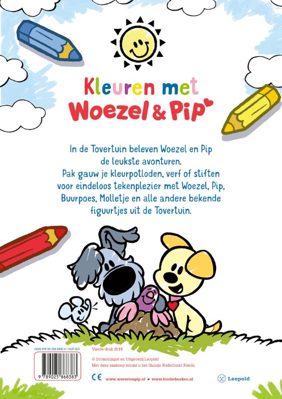 Achterkant van Kleurboek Woezel & Pip