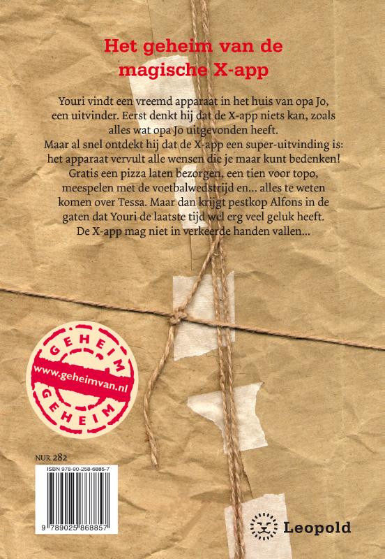 Achterkant van Het geheim van de magische X-app