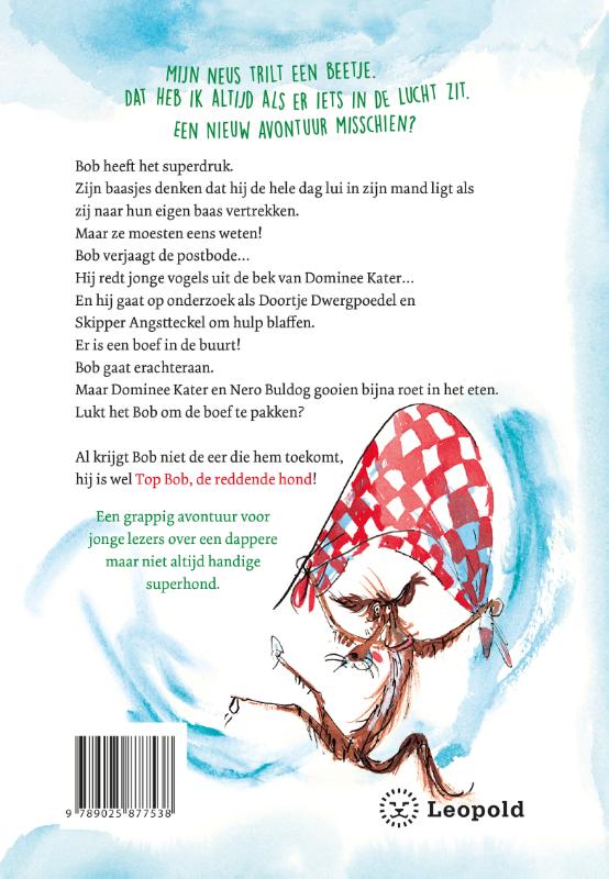 Achterkant van Top Bob de reddende hond