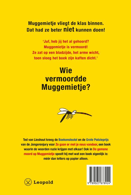 Achterkant van De gemene moord op Muggemietje