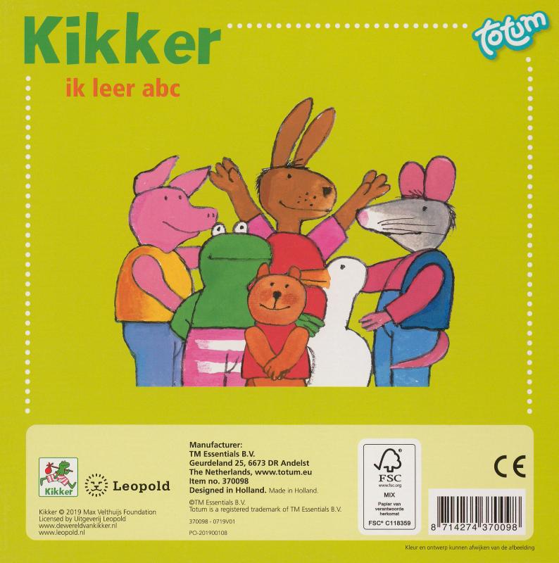 Achterkant van Kikker - ik leer abc