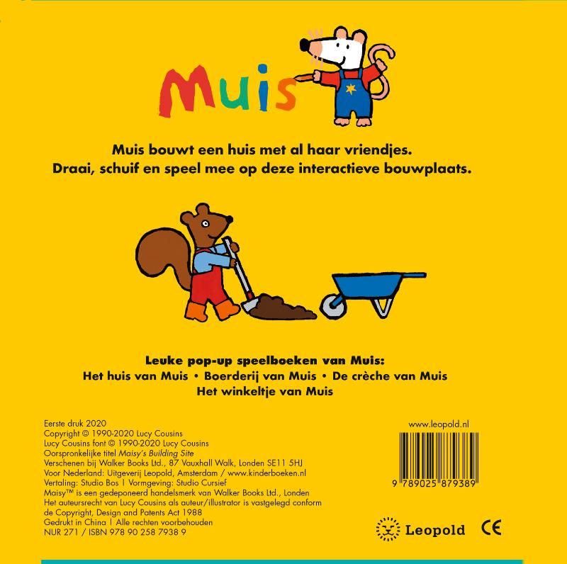 Achterkant van Muis bouwt een huis